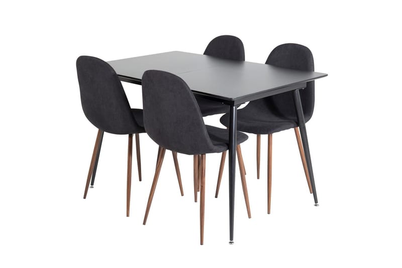 Silar Rektangulär Matgrupp 120-160 cm med 4 Polar Matstolar - svart - Möbler - Bord & matgrupp - Matgrupp