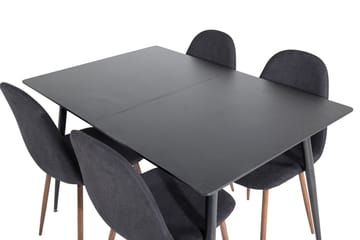 Silar Rektangulär Matgrupp 120-160 cm med 4 Polar Matstolar - svart - Möbler - Bord & matgrupp - Matgrupp