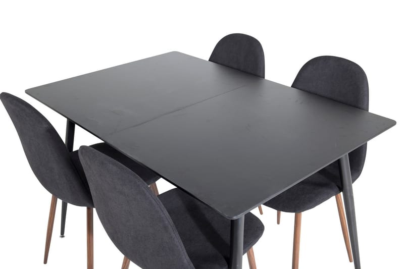 Silar Rektangulär Matgrupp 120-160 cm med 4 Polar Matstolar - svart - Möbler - Bord & matgrupp - Matgrupp