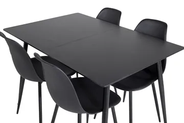 Silar Rektangulär Matgrupp 120-160 cm med 4 Polar Matstolar - svart - Möbler - Bord & matgrupp - Matgrupp