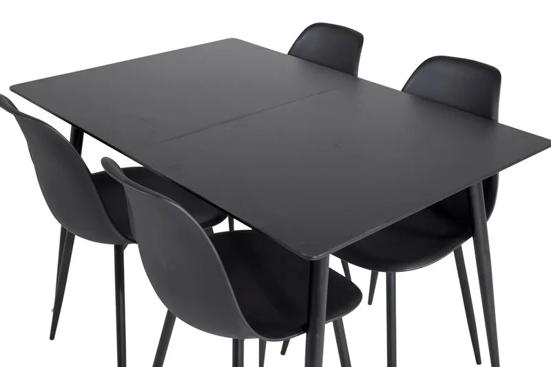 Silar Rektangulär Matgrupp 120-160 cm med 4 Polar Matstolar - svart - Möbler - Bord & matgrupp - Matgrupp