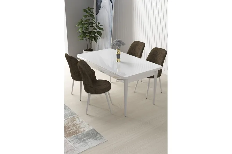 Sivaji Matgrupp 4-sits - Vit/Brun - Möbler - Bord & matgrupp - Matgrupp