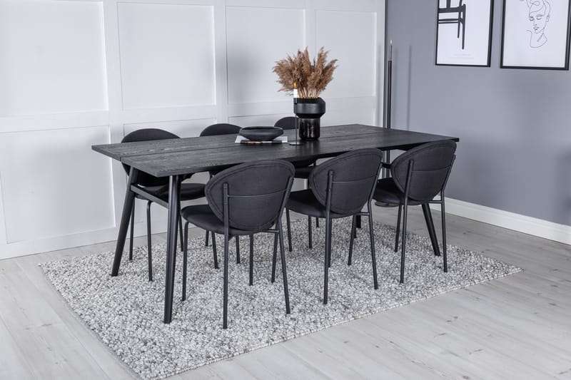 Sleek Matbord 195 cm Förlängningsbart med 6 Vault Matstol