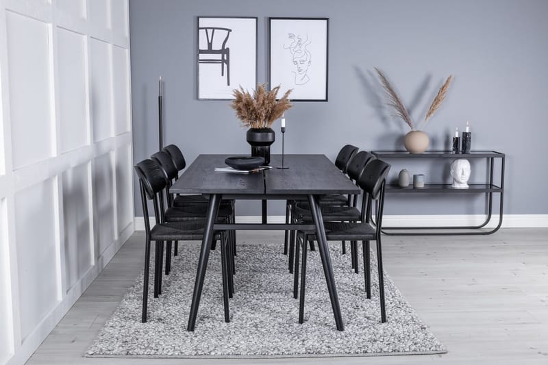 Sleek Matbord 195 cm Förlängningsbart med 6 Polly Matstol - Möbler - Bord & matgrupp - Matgrupp