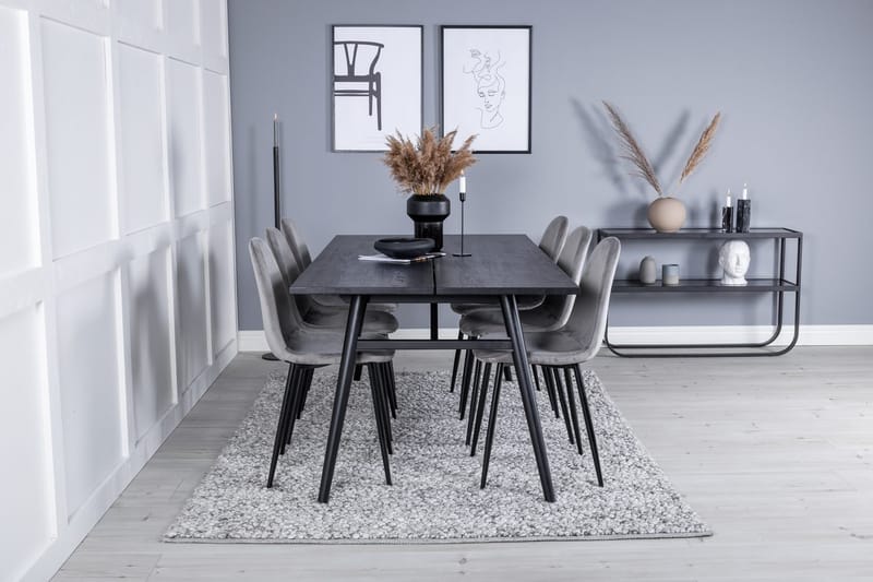 Sleek Matbord 195 cm Förlängningsbart med 6 Polar Köksstol - Möbler - Bord & matgrupp - Matgrupp