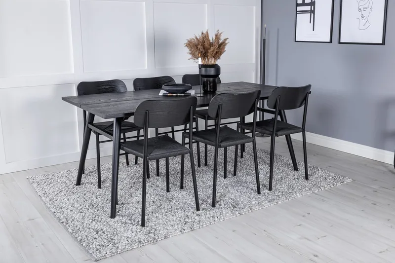 Sleek Matbord 195 cm Förlängningsbart med 6 Polly Matstol
