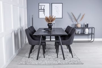 Sleek Matgrupp Förlängningsbar 195 cm Rektangulär med 6 Plaza stolar - Svart - Möbler - Bord & matgrupp - Matgrupp