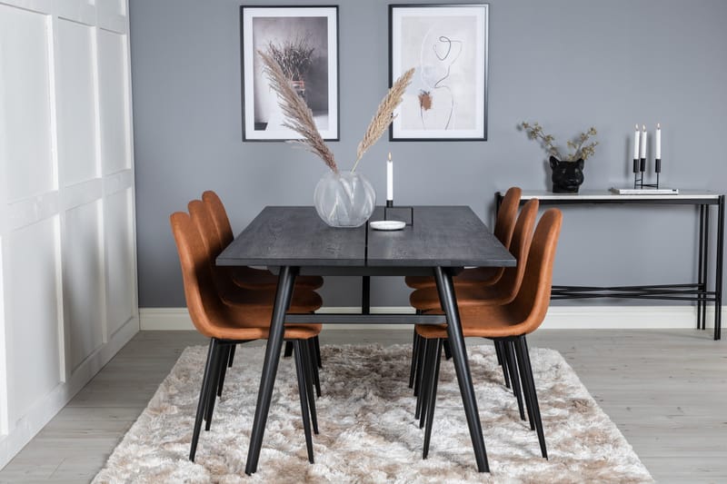Sleek Matgrupp Förlängningsbar 195 cm Rektangulär med 6 Polar stolar - Möbler - Bord & matgrupp - Matgrupp