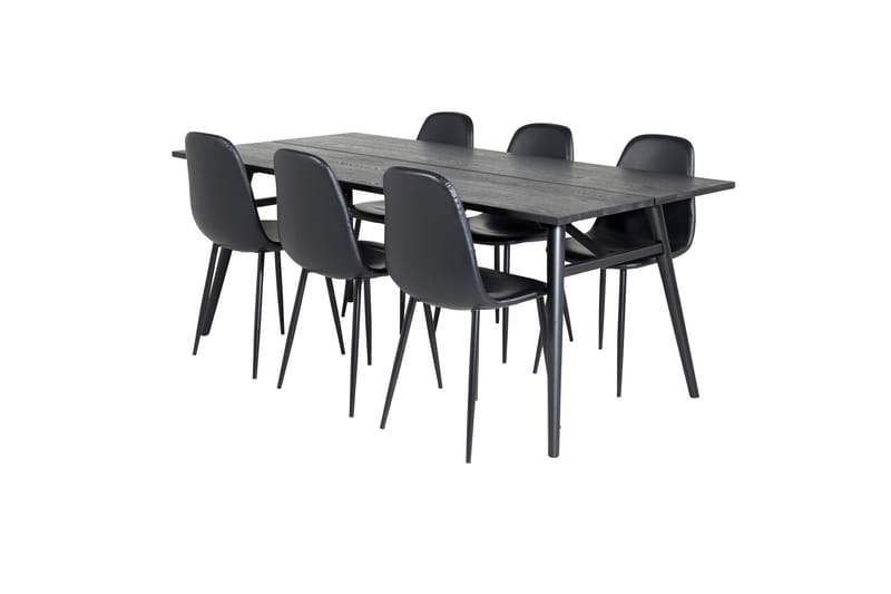 Sleek Matgrupp Förlängningsbar 195 cm Rektangulär med 6 Polar stolar - Svart - Möbler - Bord & matgrupp - Matgrupp