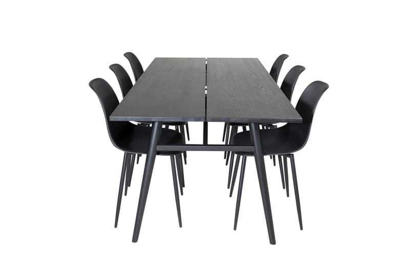 Sleek Matgrupp Förlängningsbar 195 cm Rektangulär med 6 Polar stolar, Svart