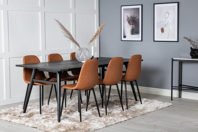 Sleek Matgrupp Förlängningsbar 195 cm Rektangulär med 6 Polar stolar - Möbler - Bord & matgrupp - Matgrupp