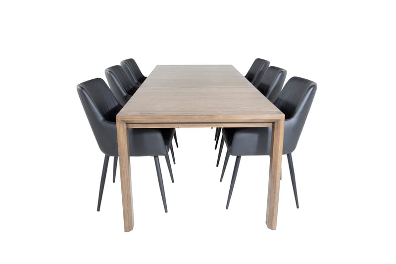 Slider Matgrupp Förlängningsbar 170 cm Rektangulär med 6 Comfort stolar, Svart
