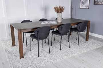 Slider Matgrupp Förlängningsbar 170 cm Rektangulär med 6 Vault stolar - Svart - Möbler - Bord & matgrupp - Matgrupp