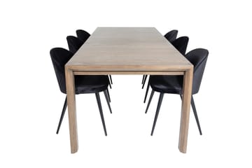 Slider Matgrupp Förlängningsbar 170 cm Rektangulär med 6 Velvet stolar