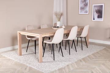 Slider Matgrupp Förlängningsbar 170 cm Rektangulär med 6 Polar stolar - Beige - Möbler - Bord & matgrupp - Matgrupp