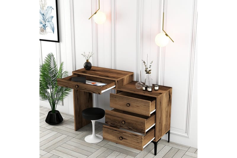 Ameias Sminkbord 124x84,7 cm Brun - Hanah Home - Möbler - Bord & matgrupp - Sminkbord & toalettbord