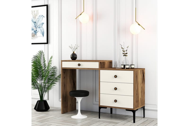 Ameias Sminkbord 124x84,7 cm Brun/Beige - Hanah Home - Möbler - Bord & matgrupp - Sminkbord & toalettbord
