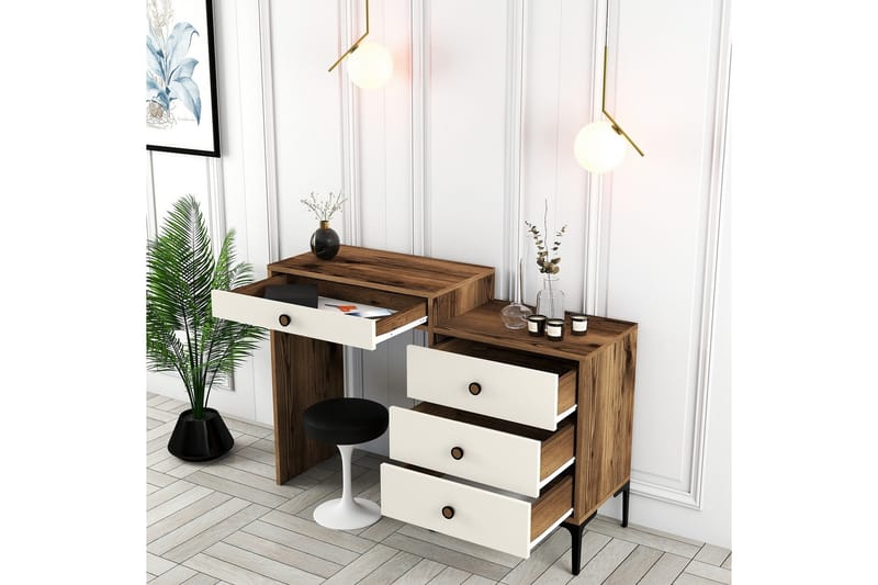 Ameias Sminkbord 124x84,7 cm Brun/Beige - Hanah Home - Möbler - Bord & matgrupp - Sminkbord & toalettbord