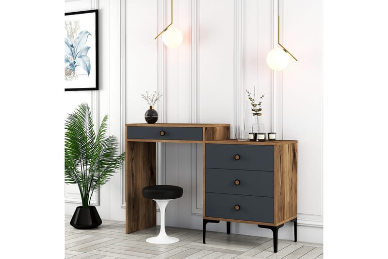 Sminkbord Ameias 124x84,7 cm Brun/Svart - Hanah Home - Möbler - Bord & matgrupp - Sminkbord & toalettbord
