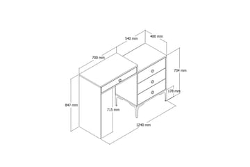 Sminkbord Ameias 124x84,7 cm Brun/Svart - Hanah Home - Möbler - Bord & matgrupp - Sminkbord & toalettbord