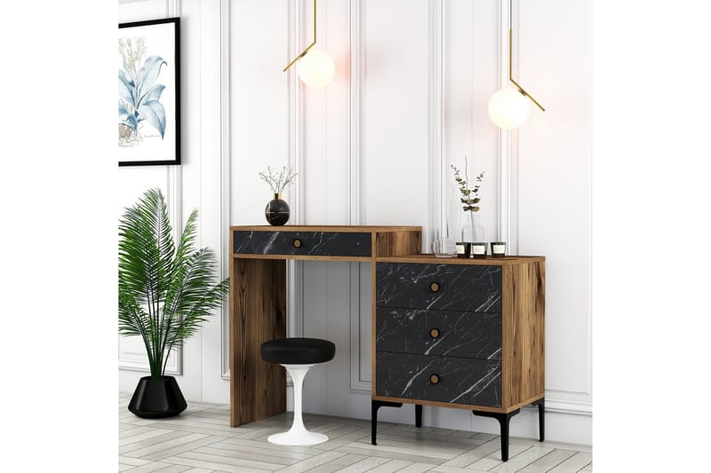Sminkbord Ameias 124x84,7 cm Brun/Svart - Hanah Home - Möbler - Bord & matgrupp - Sminkbord & toalettbord