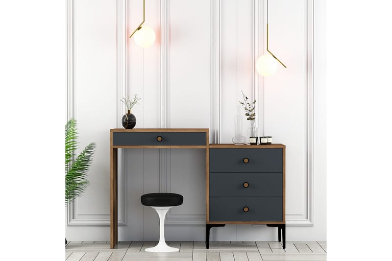 Ameias Sminkbord 124x84,7 cm Brun/Svart - Hanah Home - Möbler - Bord & matgrupp - Sminkbord & toalettbord