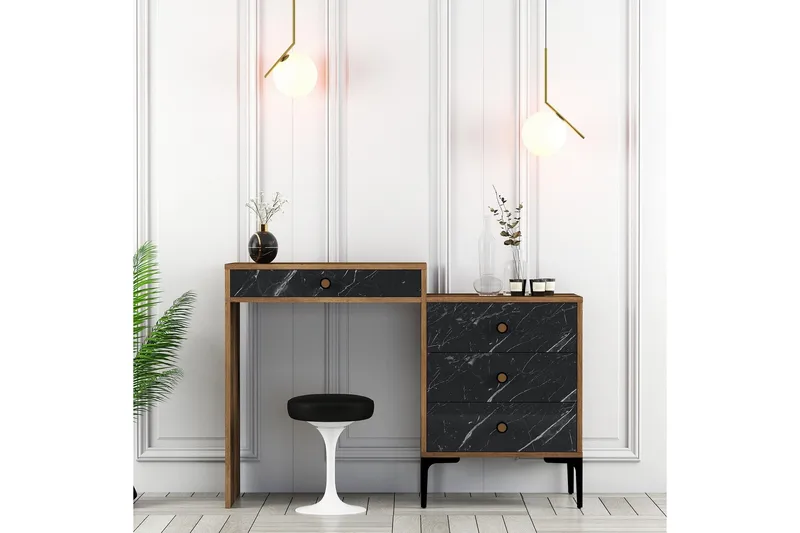 Ameias Sminkbord 124x84,7 cm Brun/Svart - Hanah Home - Möbler - Bord & matgrupp - Sminkbord & toalettbord