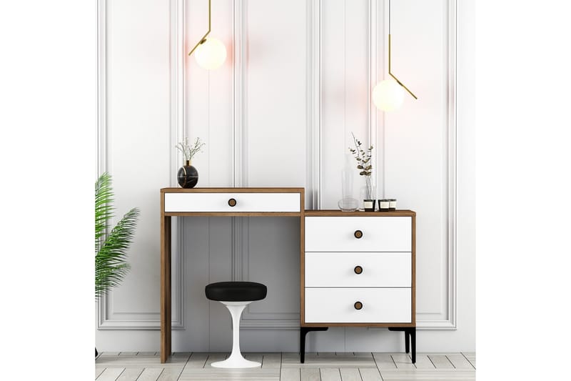 Sminkbord Ameias 124x84,7 cm Brun/Vit - Hanah Home - Möbler - Bord & matgrupp - Sminkbord & toalettbord