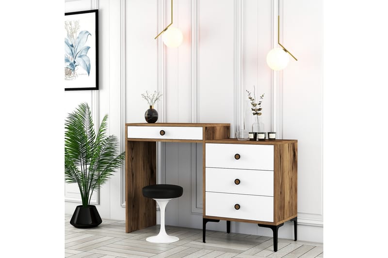 Sminkbord Ameias 124x84,7 cm Brun/Vit - Hanah Home - Möbler - Bord & matgrupp - Sminkbord & toalettbord