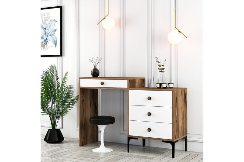 Ameias Sminkbord 124x84,7 cm Brun/Vit - Hanah Home - Möbler - Bord & matgrupp - Sminkbord & toalettbord