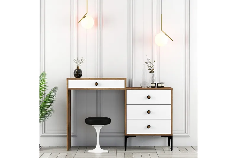 Ameias Sminkbord 124x84,7 cm Brun/Vit - Hanah Home - Möbler - Bord & matgrupp - Sminkbord & toalettbord