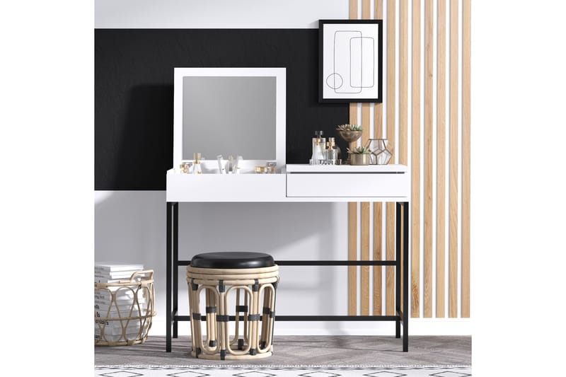 Sminkbord Amour 100x74 cm Vit/Svart - Hanah Home - Möbler - Bord & matgrupp - Sminkbord & toalettbord