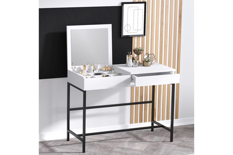 Sminkbord Amour 100x74 cm Vit/Svart - Hanah Home - Möbler - Bord & matgrupp - Sminkbord & toalettbord