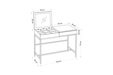 Sminkbord Amour 100x74 cm Vit/Svart - Hanah Home - Möbler - Bord & matgrupp - Sminkbord & toalettbord
