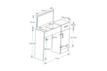 Sminkbord Elgar 77 cm - Ljusbrun/Antracit - Möbler - Bord & matgrupp - Sminkbord & toalettbord