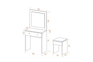 Sminkbord Haywood 65 cm - Vit/Guld - Möbler - Bord & matgrupp - Sminkbord & toalettbord