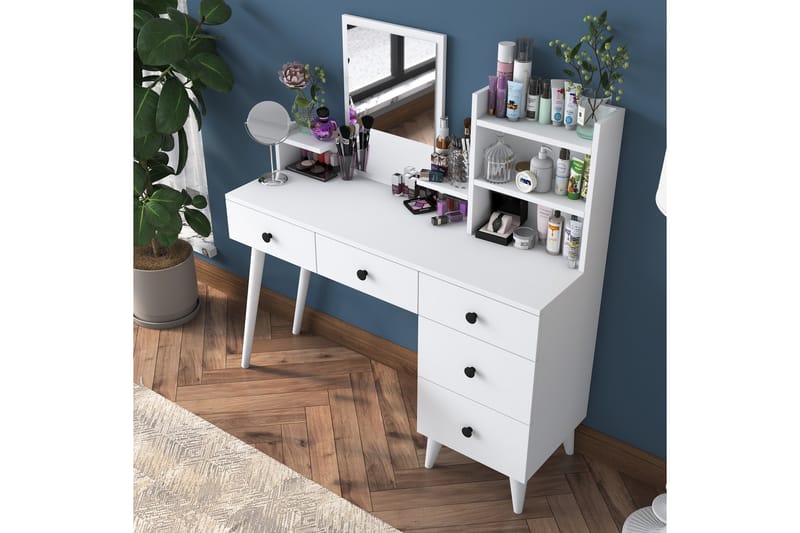 Sminkbord Junji 118,2x93,8 cm Vit - Hanah Home - Möbler - Bord & matgrupp - Sminkbord & toalettbord