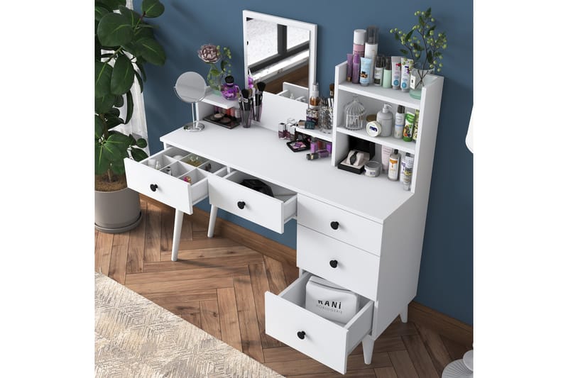 Sminkbord Junji 118,2x93,8 cm Vit - Hanah Home - Möbler - Bord & matgrupp - Sminkbord & toalettbord
