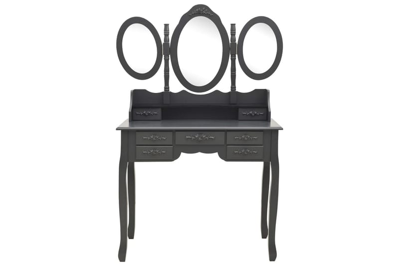 Sminkbord med pall och 3 speglar grå - Grå - Sminkbord & toalettbord