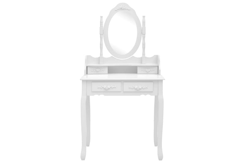 Sminkbord med pall vit 75x69x140 cm paulowniaträ - Vit - Sminkbord & toalettbord