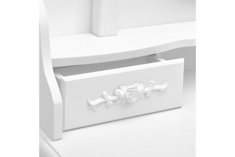 Sminkbord med pall vit 75x69x140 cm paulowniaträ - Vit - Sminkbord & toalettbord
