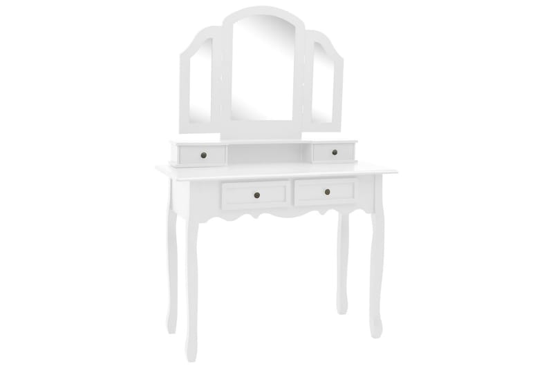 Sminkbord med pall vit 100x40x146 cm kejsarträ - Vit - Sminkbord & toalettbord