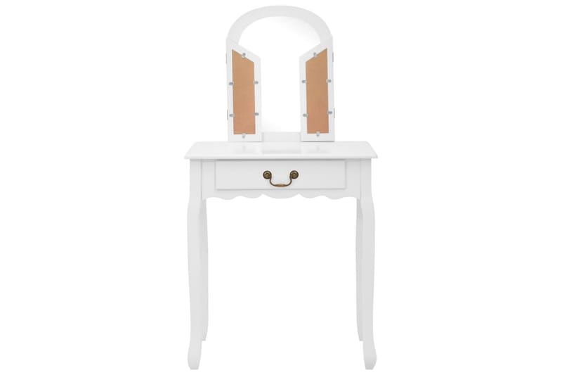 Sminkbord med pall vit 65x36x128 cm kejsarträ MDF - Vit - Sminkbord & toalettbord