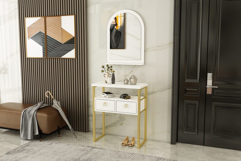 Sminkbord Mipa 75 cm - Vit/Guld - M�öbler - Bord & matgrupp - Sminkbord & toalettbord