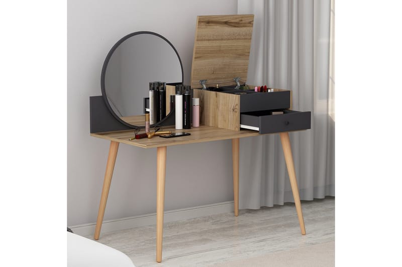 Straat Sminkbord 120x96 cm Svart/Brun - Hanah Home - Möbler - Bord & matgrupp - Sminkbord & toalettbord