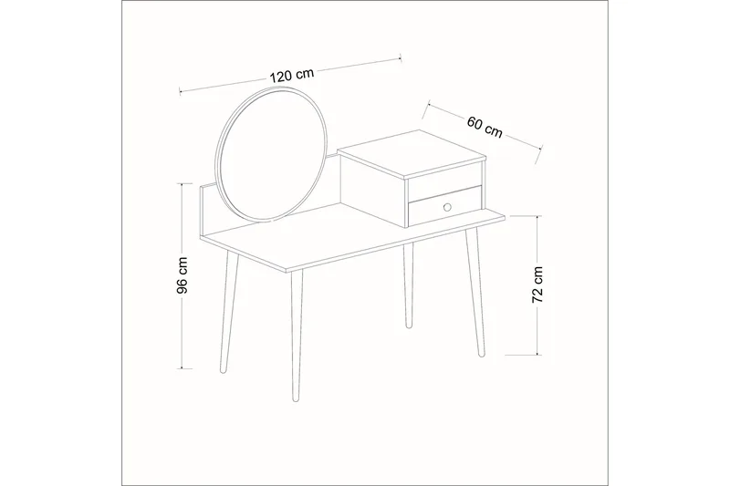 Straat Sminkbord 120x96 cm Svart/Brun - Hanah Home - Möbler - Bord & matgrupp - Sminkbord & toalettbord