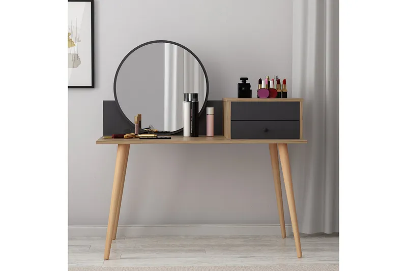 Straat Sminkbord 120x96 cm Svart/Brun - Hanah Home - Möbler - Bord & matgrupp - Sminkbord & toalettbord