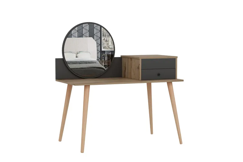 Straat Sminkbord 120x96 cm Svart/Brun - Hanah Home - Möbler - Bord & matgrupp - Sminkbord & toalettbord