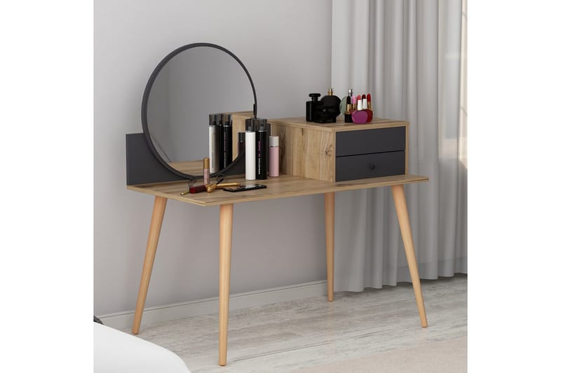 Straat Sminkbord 120x96 cm Svart/Brun - Hanah Home - Möbler - Bord & matgrupp - Sminkbord & toalettbord