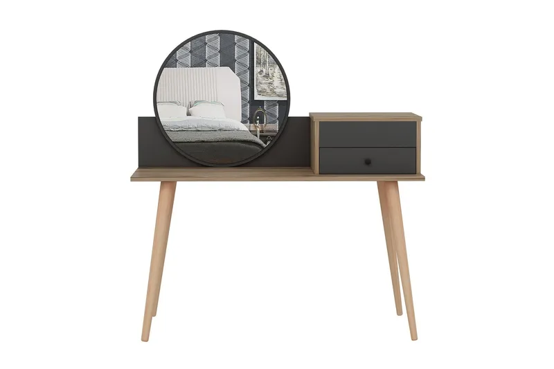 Straat Sminkbord 120x96 cm Svart/Brun, Hanah Home